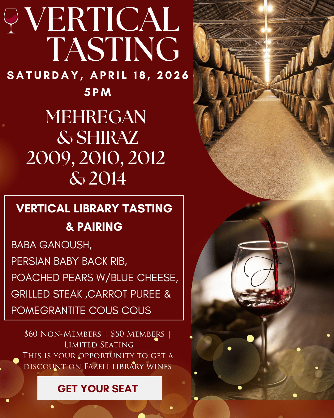 Persian-Mediterranean Tasting Flight — For 1, 2, or 4